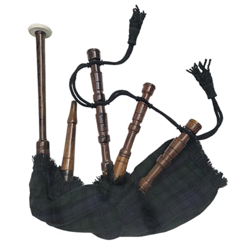 Beginner Bagpipe Musical Instrument, Tartan – Cocus Wood Finish with 2 Reeds | Student Practice Bagpipe for Young Learners (Black Watch)