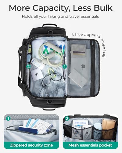 BAGSMART Tactical Gym Bag for Men, 33L Duffle Bag for Travel with Shoe Compartment, 4 in 1 Personal Item Tactical Backpack with 40oz Water Bottle Holder, Black - Image 6