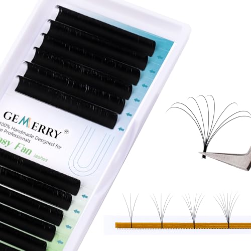 Easy Fan Lash Extensions 0.05mm 12mm D curl Russian Volume Noir Lash Tray Automatic Flowering Blooming Self Fanning Lashes 3D 4D 5D 6D 8D Long Individual Volume Lashes Gemerry Lash(0.05-d curl-12mm)