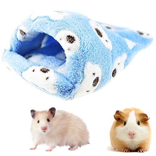 NALCY Camas cálidas para Conejillos de Indias, Saco de Dormir de hámster, Invierno cálida Franela para Hamster, Felpa cálida pequeña Mascota, de Invierno Hámster Ardilla Chinchilla-Tamaño M (Azul)