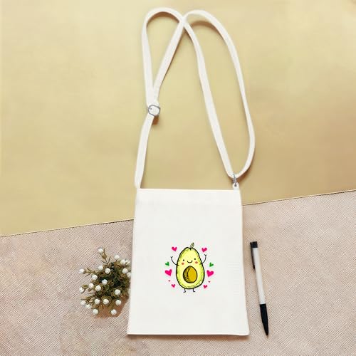 Avocado Mini Canvas Bag for Teens Kids Girls, Avocado Lovers Gift Items Things Decor Merch, Small Tote Purse with Shoulder Strap Holds Phone Wallet Keys Lipstick Coin!4