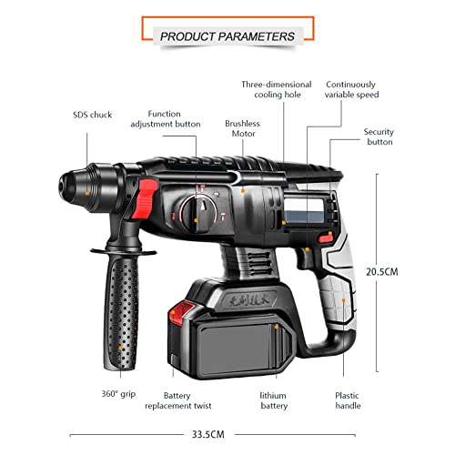 4 in 1 Bohrhammer Kit, Professional Schlaghammer+Elektrische Bohrmaschine+Winkelschleifer+Akkuschrauber, mit 4X Akku zum… – Bild 3