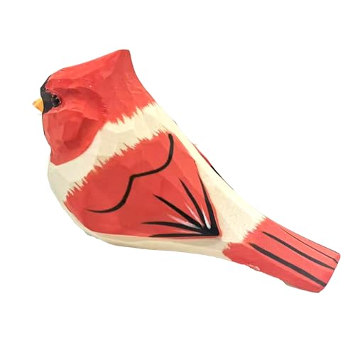 Figura de pájaro tallada en madera natural decorativa miniatura 3