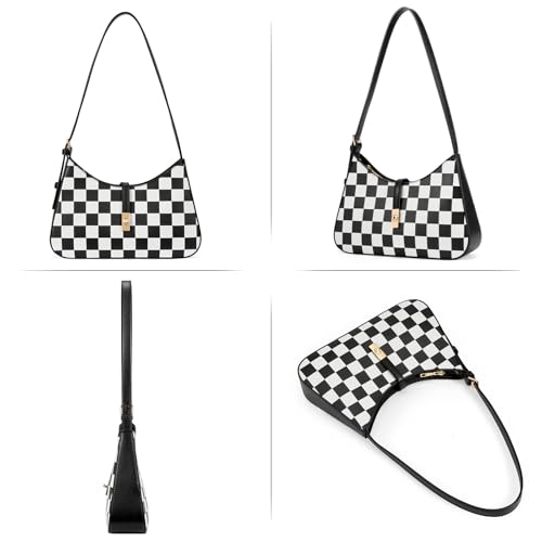 Image of CLUCI Checkered Purses for Women, Shoulder Bag, Handbag Hobo Bags Vegan Leather Crossbody Purse with Adjustable Strap
