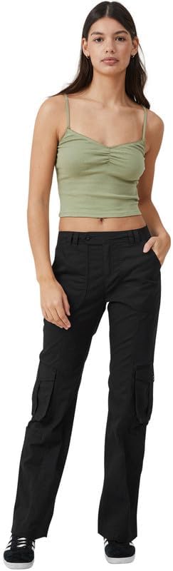 COTTON ON Women's Bootleg Cargo Flare Pants (Washed Black, 2)
