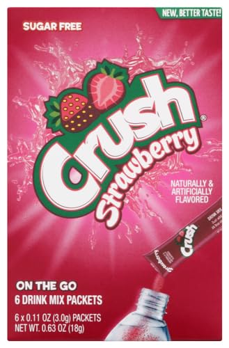 Crush Singles to Go! Strawberry, Sugar Free, 6 packets/box 6 boxes