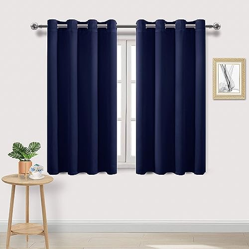DWCN Blackout Curtains for Bedroom Living Room 52" x 45" 2 Panels Navy Blue