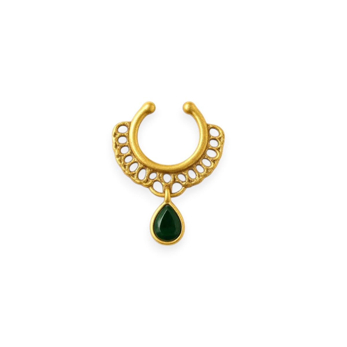 Silver Plated Nose Ring Without Piercing | Non Pierced Just Press Septum Ring with Stone | Clip On Middle Nose Ring | Nosepin for Women & Girls-image-11