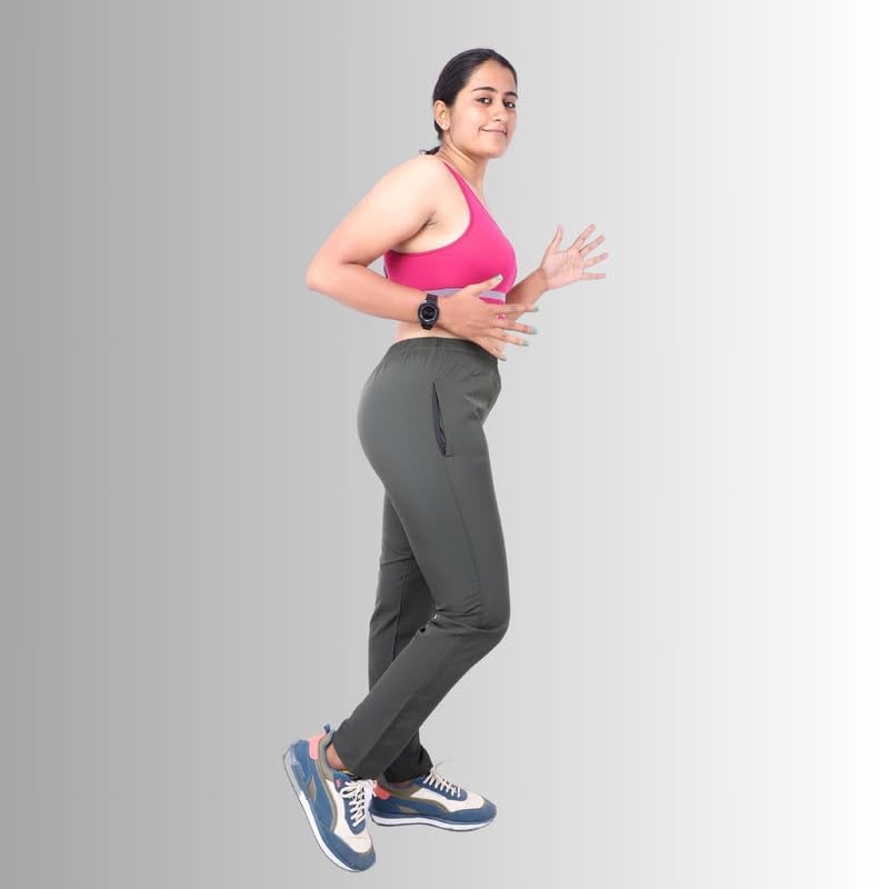 Image of Go-Fit Women Zip Pocket Synthetic Dry-Fit Gym Casual Lower Joggers Trackpant Sports Pant | Multicolors
