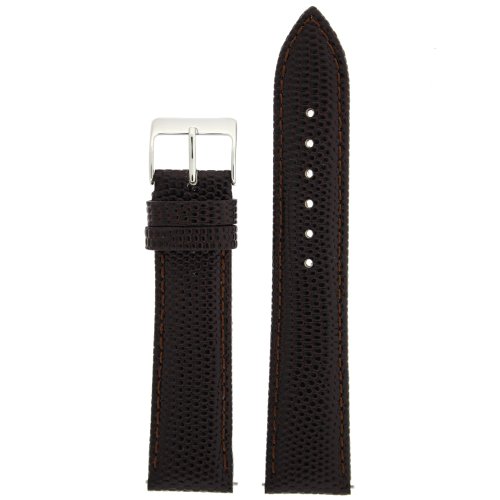 18mm Watch Band Genuine Leather Lizard Grain Brown Quick Release Built-in Pins
