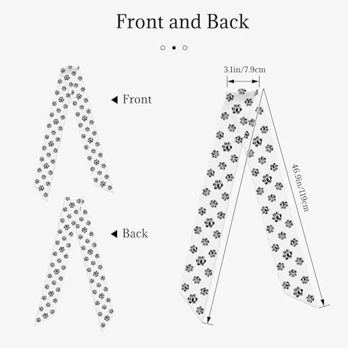 Dog Paw Cat Footprint Cow Skin Women's Head Scarf Thin Long Neck Scarves Fashion Hairband Waistband Purse Scarf2