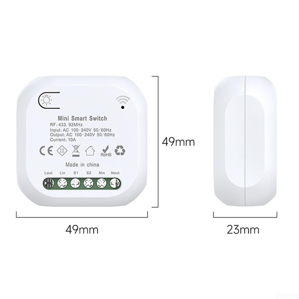 DAZZLEEX Interruptor de luz de control remoto inalámbrico impermeable, potencia autogeneradora para iluminación interior y exterior, interruptor de pared eléctrico ABS portátil con control de fijación