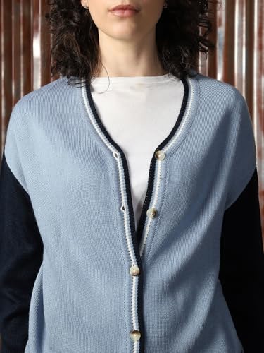 Image of High Star Women Knitted Acrylic Relaxed Fit High- Rise V Neck Long Sleeve Co-Ord