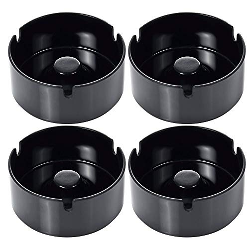 versandfuxx24 4 x Aschenbecher 10 cm schwarz aus Melamin Kunststoff, stapelbar Cover