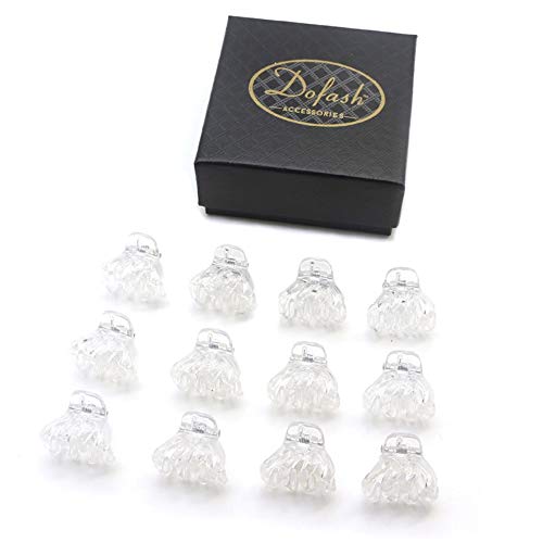 Dofash 12Pcs 2CM/0.79IN Hair Claw Clips Plastic Hair Claws Jaw Hair Clips Octopus Hair Grips Hair Accessories for Women Girls (Transparent/Clear)