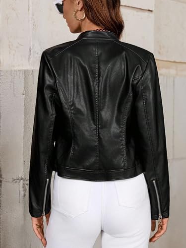 Chic Black Womens Casual Jacket for Fall & Winter - Stylish Long Sleeve Design in X-Small - Image 3