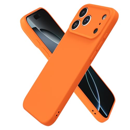 oakxco for iPhone 17 Pro Max Case Silicone, Ultra Slim Thin Phone Case for Women Girls, Plain Solid Color Minimalist Aesthetic Cute Girly Design, Soft Rubber Gel TPU with Camera Cover, Neon Orange by oakxco - Used condition - US$5.42
