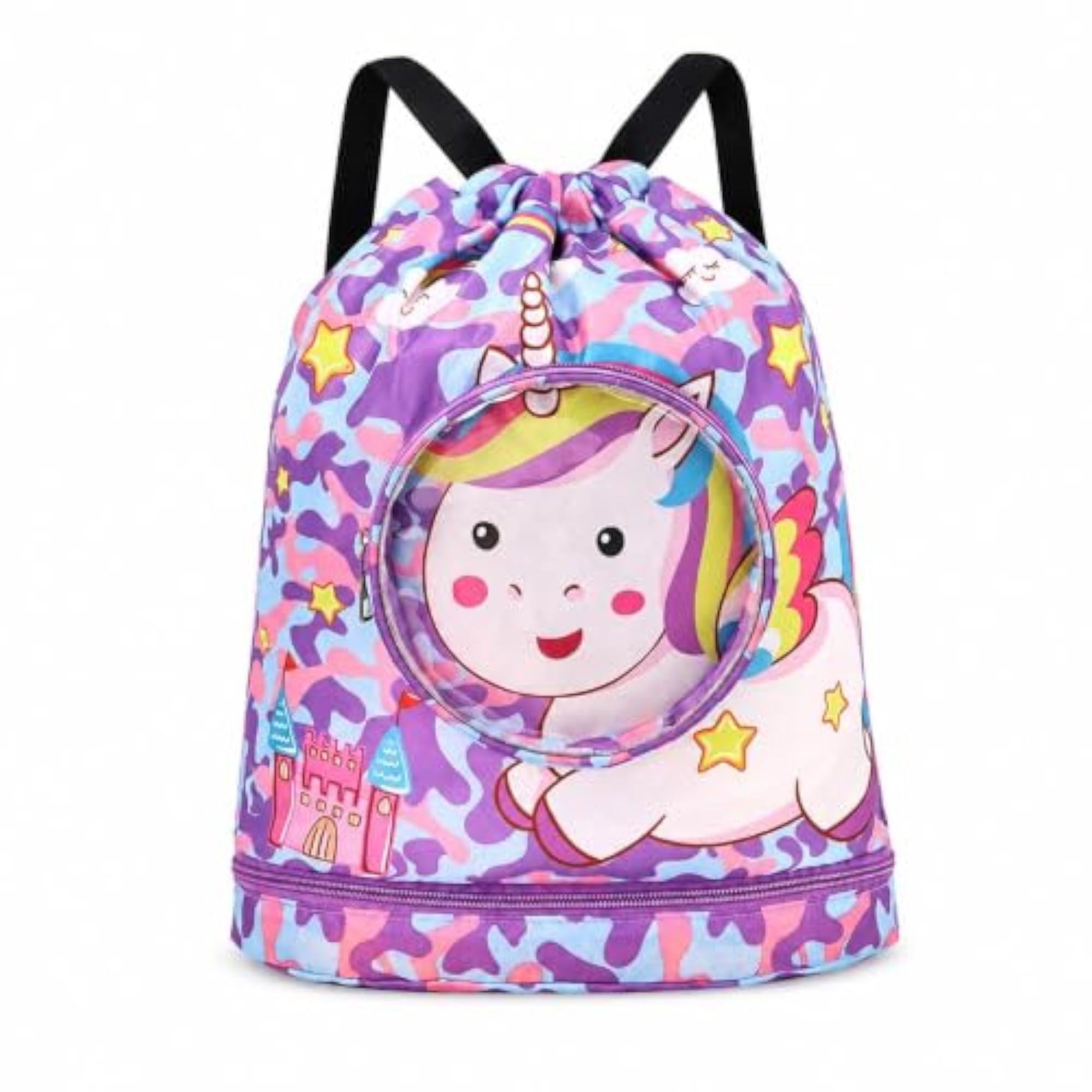 Kids Drawstring Backpack with Wet-Dry Separation
