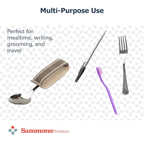 Sammons Preston Universal Cuff, Medium, Leather Adaptive Utensil & Writing Aid Holder with Elastic Strap, 3\" Knuckle Width, Assistive Device for Limited Hand Ability or Grip Strength