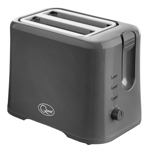 Quest Grey 2 Slice Toaster, Variable Browning Control, Wide Slots, 870W