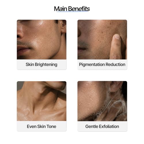 Image of Mannlich 2% Kojic Acid Exfoliating Soap with Alpha Arbutin, Glycolic Acid, Niacinamide & Activated Charcoal | For Pigmentation, Dark Spots, Tan Removal, Brightens Underarms | pH Balanced, SLS Free, Dermatologically Tested | 75 g (Pack of 6)