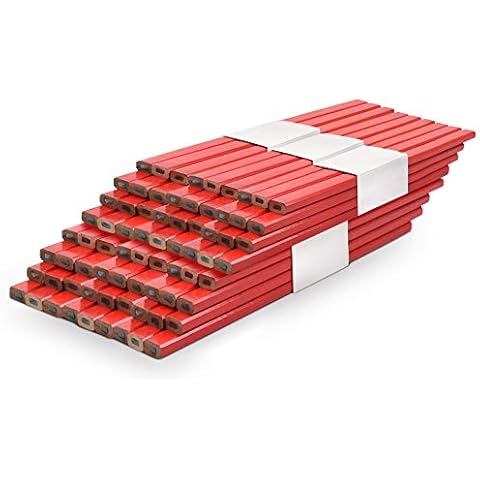72Pcs Octagonal Carpenter Pencil, 175mm Hard Black Lead Joiner Pencils Carpenter Marking Drawing Pencil, Wooden Red Hard Carpenters Pencil with Solid Black Lead Carpenter Pencil for Woodworking Cover