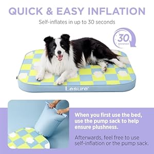 Lesure Inflatable Waterproof Dog Bed, Portable Outdoor Travel Dog Bed, Comfort Adjustable Support Air Mattress Crate Mat with 3 Inch Orthopedic Foam for Indoor & Outdoor Dogs, Blue Lesure Inflatable Waterproof Dog Bed Portable Outdoor Travel Dog Bed Comfort Adjustable Support Air Mattress Crate Mat with 3 Inch Orthopedic Foam for Indoor Outdoor Dogs Blue
