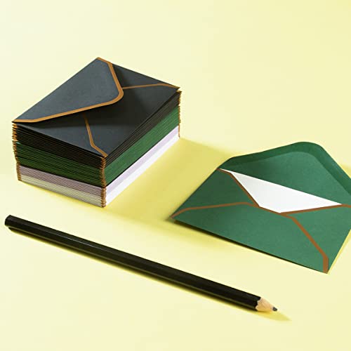 200 Pack Mini Envelopes Colorful Small Envelopes With Gold Border For Blank Note Cards, Business Gift Cards, 4 X 2.7 Inches (Black) #TOP4