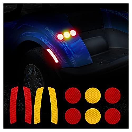 Image of 10L0L Golf Cart Front Rear Side Reflex Reflector Strips, Stick-On Sticker Decals Red Amber - Round
