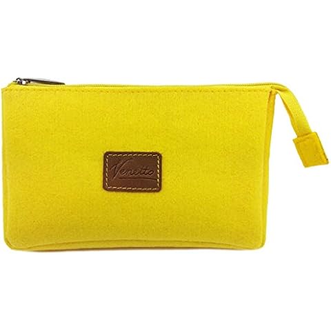 Venetto Men Unisex children's Unisex Adult Women handegamachte Bauchtasche aus Filz mit FlaschenhalterToiletry Bag , yellow (Yellow) - Geldmappe aus Filz Cover