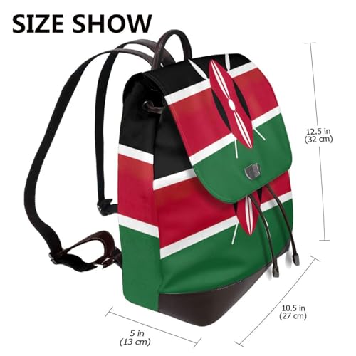 Sac à dos ordinateur en cuir imprimé drapeau du Kenya - 2