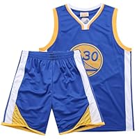 Basketball Trikot Set für Kinder - 2-Teiliges Shirt und Shorts, Ärmellos - Für 4-14 Jahre (Blau)