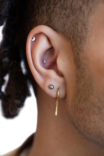 18GA F-136 Implant Grade Titanium 2mm Thick Hinged Dangling Teardrop Hoop Earrings, Sold as a Pair4