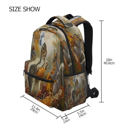Squirre Fall Maple Leaf Backpack for School Boys Girls Adults Kids Bookbag Laptop Bag 18L4