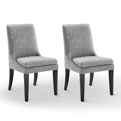 KISLOT Upholstered Dining Chairs Modern Sidechair Performance Fabric High Back Armlesschair for Diningroom Kitchen,Dark Grey,Set of 2(1 Box)