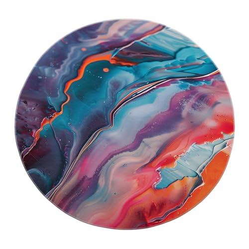 Tapis de salon abstrait effet marbre turquoise au design contemporain - 8