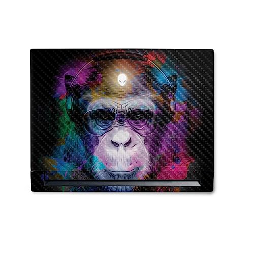 Image of MightySkins Carbon Fiber Skin Compatible with Alienware M18 R1 (2023) Full Wrap Kit - Neon Monkey | Protective, Durable Textured Carbon Fiber Finish | Easy to Apply & Change Styles | Made in The USA