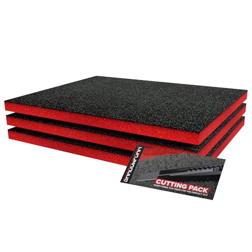 Shadow Foam Small Pack 3pcs Foam Inserts Kit for Tool Box Organisation 40 x 32cm DIY Cut & Peel Foam Sheets for Tool Boxes & Tool Storage Systems Red (30mm Depth)