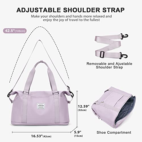 Travel Bag,Large Sports Tote Gym Bag,Waterproof Weekender Carry On Overnight Bags For Women With Trolley Sleeve,Travel Duffel Bag With Shoe Compartment,Purple Set #TOP4