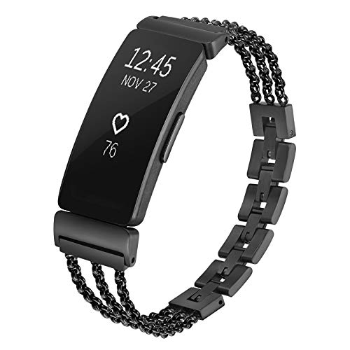 fastgo Compatible with Fitbit Inspire 2/ Inspire HR Bands/Fit bit Inspire Band, Adjustable Stainless Steel Replacement Wristbands Classy Dressy Bracelet Heart Rate Inspire Strap Women Girls (Black) fastgo Compatible with Fitbit Inspire 2/ Inspire HR Bands/Fit bit Inspire Band, Adjustable Stainless Steel Replacement Wristbands Classy Dressy Bracelet Heart Rate Inspire Strap Women Girls (Black)