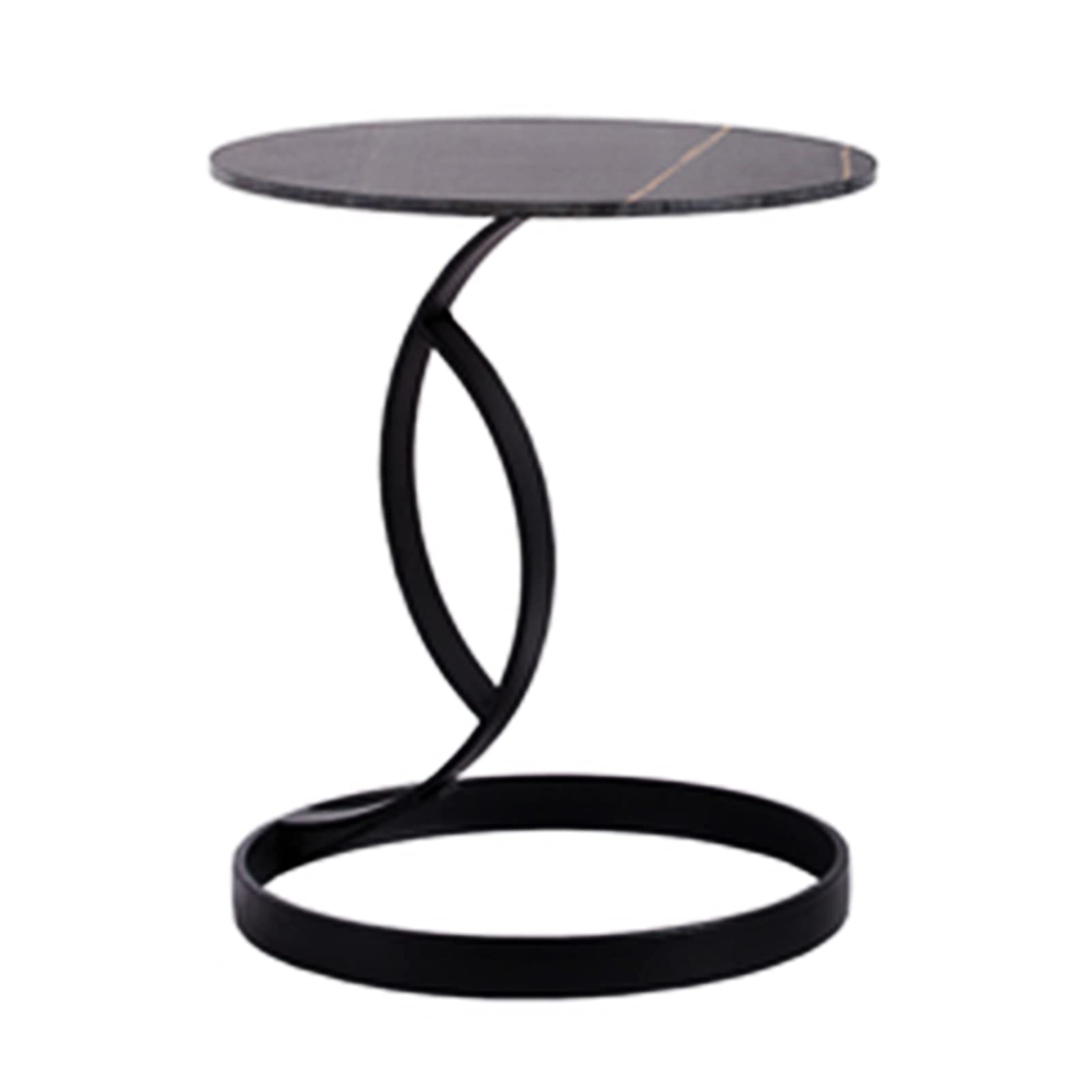 Table basse ronde en ardoise 40 cm dorée et acier carbone A3