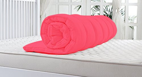 Image of Linenwalas Microfiber Single Bed Mattress Padding /Topper - Red - 36 inch X 78 inch