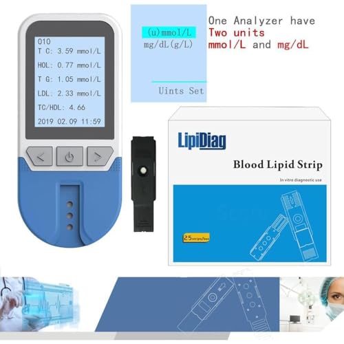 Zestaw mierników cholesterolu z 25 paskami, 5 w 1 analizator lipidów do użytku domowego, śledź TC TG HDL LDL Wyniki w 2 min, Sklepy 500 odczytów, Przenośne urządzenie do testowania cholesterolu krwi