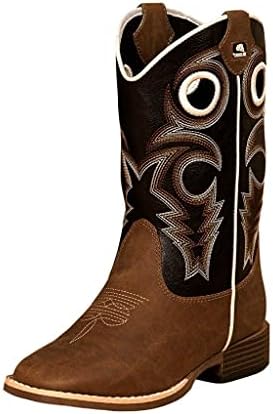 Double Barrel Toddler-Boys' Trace Zipper Western Boot Square Toe Brown 7 US