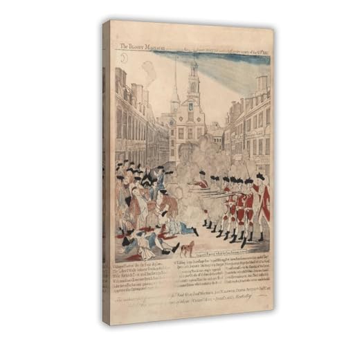 Gravure de Boston Paul Revere 1770 - Toile murale haut de gamme avec cadre