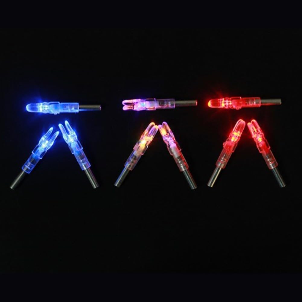 3 Pezzi tiro con L'Arco cocche Illuminate a LED automaticamente Coda dell'albero della Freccia Luminosa Adatta per Alberi in Carbonio da 6,2 mm (Rosso)