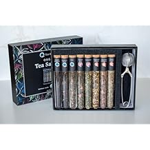Tea & Trumpets, Organic Loose Tea Sampler Gift Set with Infuser 8 Teas, 30+ Cups - Green Tea, Black Tea, Herbal Tea, and infuser | Gifts for women, Men and Adults | Tea Gift Sets