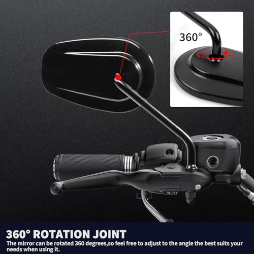 Image of Motorcycle Mirror,10mm Motorbike Rear View Mirror Irregular Shape Compatible with Harley Street Glide Electra Glide Road King Softail Touring Sportster and More (Black)