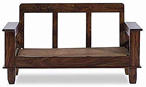 Image of Sheesham Wood Brown 2 Seater Sofa Set for Living Room Office Bedroom Furniture for Home