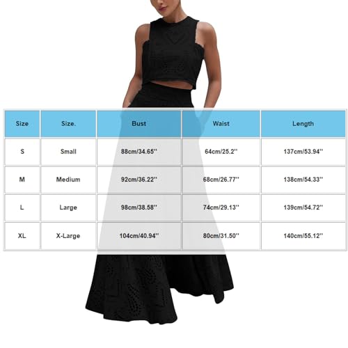 HGps8w Womens 2 Piece Outfits Boho Lace Hollow Crop Halter Tank Top with Maxi Skirts Trendy Vacation Sets with Pockets3